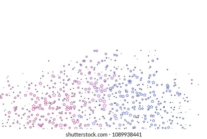 Light Pink, Blue vector cover with small and big stars. Blurred decorative design in simple style with stars. The pattern can be used for websites.