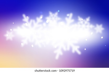 Light Pink, Blue vector cover with beautiful snowflakes. Glitter abstract illustration with crystals of ice. New year design for your ad, poster, banner.