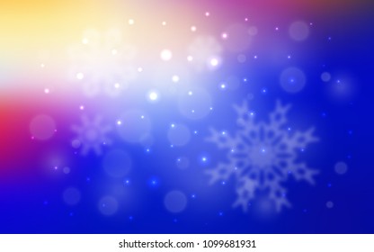 Light Pink, Blue vector cover with beautiful snowflakes. Blurred decorative design in xmas style with snow. The pattern can be used for year new  websites.
