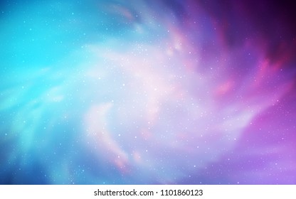 Light Pink, Blue vector cover with astronomical stars. Blurred decorative design in simple style with galaxy stars. Template for cosmic backgrounds.