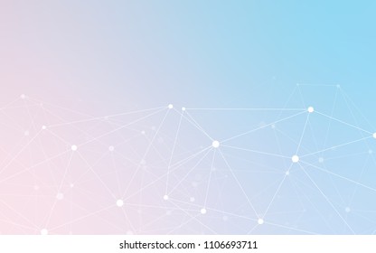 Light Pink, Blue vector cover with spots, lines. Design with connection of dots and lines on colorful background. Pattern can be used for futuristic ad, booklets.