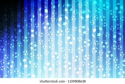 Light Pink, Blue vector cover with football symbols. Colorful gradient with signs of soccer tournament. Pattern for ads of football championship 2018.