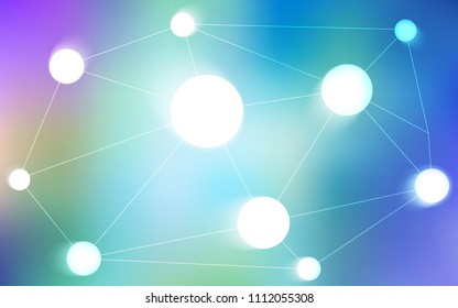 Light Pink, Blue vector cover with spots, lines. Colorful illustration with circles and lines in futuristic style. Pattern can be used as texture of wallpapers.