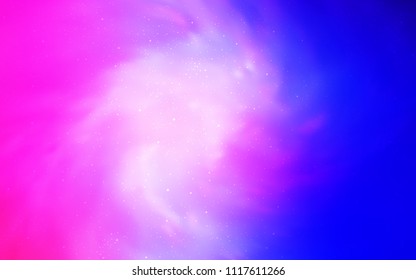 Light Pink, Blue vector cover with astronomical stars. Glitter abstract illustration with colorful cosmic stars. Pattern for astronomy websites.