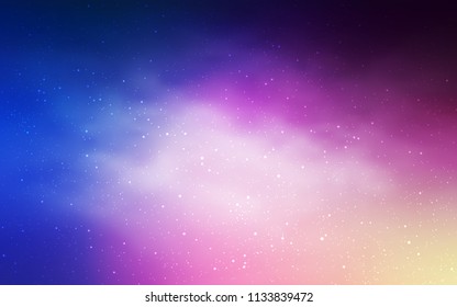 Tapa vectorial azul rosa claro con estrellas astronómicas. Ilustración brillante con estrellas del cielo en plantilla abstracta. Plantilla para fondos cósmicos.