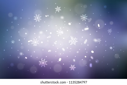 Light Pink, Blue vector cover with beautiful snowflakes. Blurred decorative design in xmas style with snow. The template can be used as a new year background.