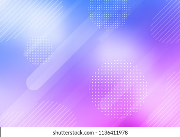 Light Pink, Blue vector cover with rounded stripes, dots. Decorative shining illustration with lines, dots on abstract template. The template can be used as a background.