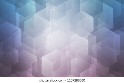 Light Pink, Blue vector cover with set of hexagons. Illustration of colored hexagons on white surface. Pattern can for your ad, booklets.