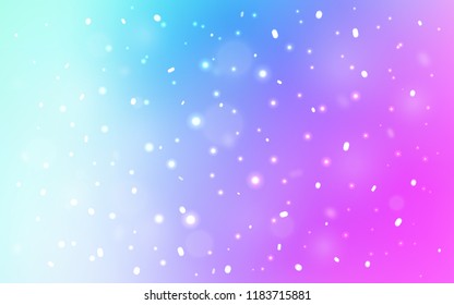 Light Pink, Blue vector cover with beautiful snowflakes. Snow on blurred abstract background with gradient. The pattern can be used for new year ad, booklets.