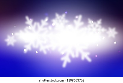 Light Pink, Blue vector cover with beautiful snowflakes. Snow on blurred abstract background with gradient. New year design for your business advert.