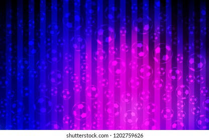 Light Pink, Blue vector cover with football symbols. Decorative design of football balls on a gradient backdrop. Pattern for booklets, leaflets of soccer turnament.