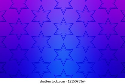 Light Pink, Blue vector cover with small and big stars. Stars on blurred abstract background with gradient. Pattern for new year ad, booklets.