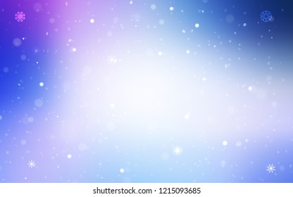 Light Pink, Blue vector cover with beautiful snowflakes. Modern geometrical abstract illustration with crystals of ice. New year design for your business advert.