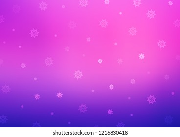 Light Pink, Blue vector cover with beautiful snowflakes. Snow on blurred abstract background with gradient. New year design for your business advert.