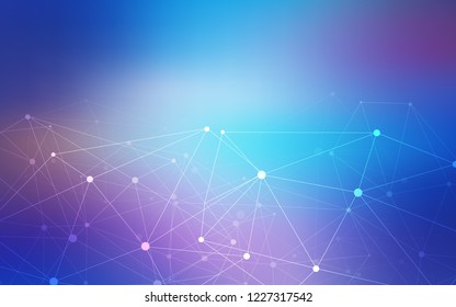 Light Pink, Blue vector cover with spots, lines. Design with connection of dots and lines on colorful background. Pattern can be used for ads, leaflets.