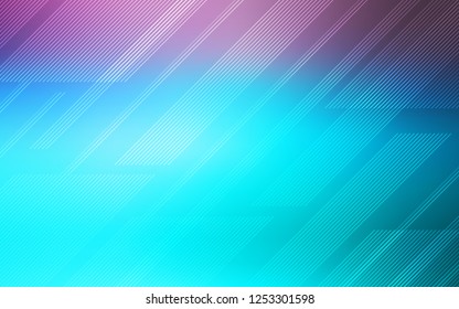 Light Pink, Blue vector cover with stright stripes. Decorative shining illustration with lines on abstract template. Smart design for your business advert.