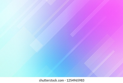 Light Pink, Blue vector cover with stright stripes. Lines on blurred abstract background with gradient. The pattern for ad, booklets, leaflets.