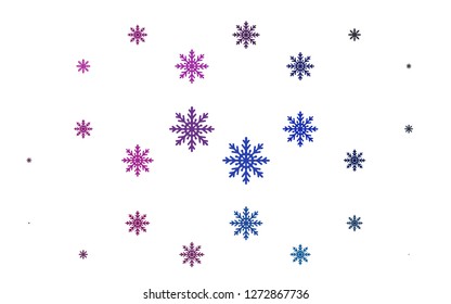 Light Pink, Blue vector cover with beautiful snowflakes. Modern geometrical abstract illustration with crystals of ice. The template can be used as a new year background.