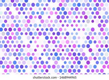 Light Pink, Blue vector cover with spots. Glitter abstract illustration with blurred drops of rain. Template for your brand book.