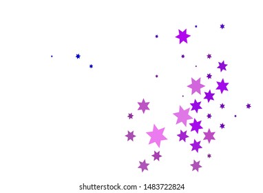 Light Pink, Blue vector cover with small and big stars. Decorative shining illustration with stars on abstract template. Best design for your ad, poster, banner.