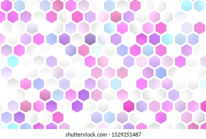 Light Pink, Blue vector cover with set of hexagons. Glitter abstract illustration in hexagonal style. Pattern for texture of wallpapers.