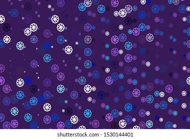 Light Pink, Blue vector cover with beautiful snowflakes. Decorative shining illustration with snow on abstract template. The pattern can be used for year new  websites.