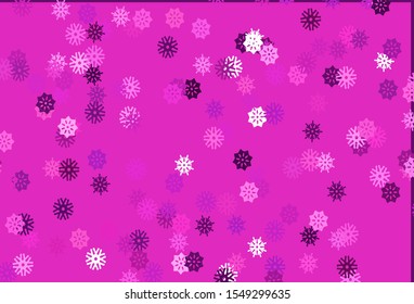 Light Pink, Blue vector cover with beautiful snowflakes. Modern geometrical abstract illustration with crystals of ice. New year design for your business advert.