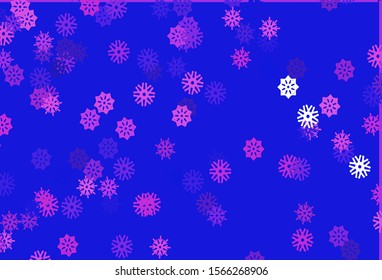 Light Pink, Blue vector cover with beautiful snowflakes. Decorative shining illustration with snow on abstract template. New year design for your business advert.