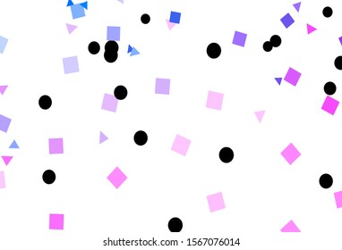 Light Pink, Blue vector cover in polygonal style with circles. Glitter abstract illustration with spheres, squares, lines. Template for wallpapers.