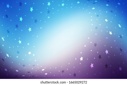 Light Pink, Blue vector cover with small and big stars. Glitter abstract illustration with colored stars. The pattern can be used for new year ad, booklets.
