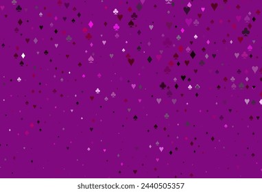 Light Pink, Blue vector cover with symbols of gamble. Blurred decorative design of hearts, spades, clubs, diamonds. Pattern for leaflets of poker games, events.