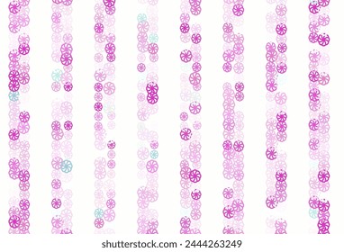 Rosa claro, cubierta de Vector azul con hermosos copos de nieve. Ilustración decorativa brillante con nieve en Plantilla abstracta. El patrón se puede utilizar para los nuevos Sitios web del año.