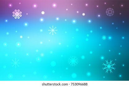 Light Pink, Blue vector cover with beautiful snowflakes. Modern geometrical abstract illustration with crystals of ice. The pattern can be used for year new  websites.