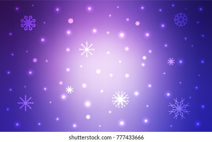 Light Pink, Blue vector cover with beautiful snowflakes. Blurred decorative design in xmas style with snow. The pattern can be used for new year leaflets.