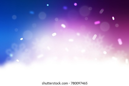 Light Pink, Blue vector cover with beautiful snowflakes. Shining colored illustration with snow in christmas style. The template can be used as a new year background.