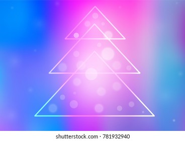 Light Pink, Blue vector cover with a xmas tree. Glitter abstract illustration with christmas tree. The template can be used as a new year background.