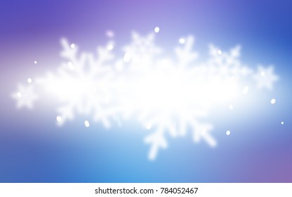 Light Pink, Blue vector cover with beautiful snowflakes. Blurred decorative design in xmas style with snow. The pattern can be used for year new  websites.