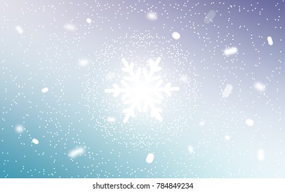 Light Pink, Blue vector cover with beautiful snowflakes. Snow on blurred abstract background with gradient. The template can be used as a new year background.