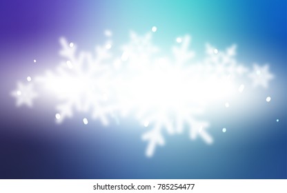 Light Pink, Blue vector cover with beautiful snowflakes. Blurred decorative design in xmas style with snow. New year design for your business advert.