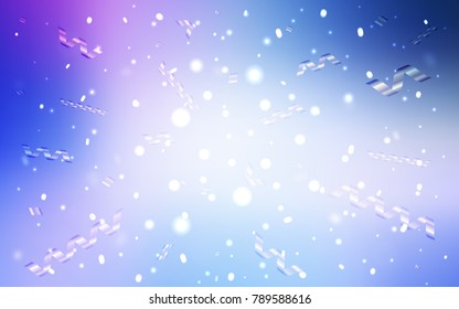 Light Pink, Blue vector cover with happy holiday ribbons. Decorative shining illustration with ribbons on abstract template. New design for ad, poster, banner of your Party.