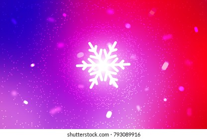 Light Pink, Blue vector cover with beautiful snowflakes. Glitter abstract illustration with crystals of ice. The pattern can be used for new year leaflets.