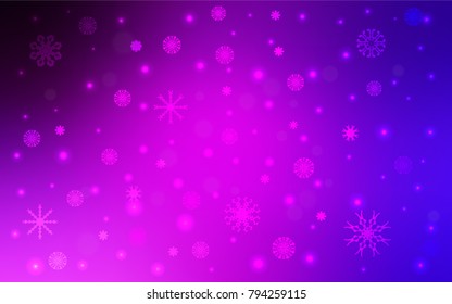 Light Pink, Blue vector cover with beautiful snowflakes. Modern geometrical abstract illustration with crystals of ice. New year design for your ad, poster, banner.