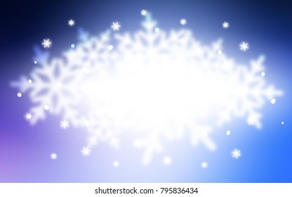 Light Pink, Blue vector cover with beautiful snowflakes. Blurred decorative design in xmas style with snow. The template can be used as a new year background.