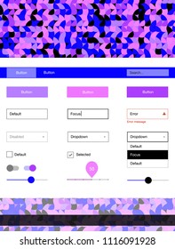 Light Pink, Blue vector design ui kit with dots. Simple Material Design Kit with colorful dots in header. This template you can use for websites.