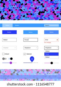 Light Pink, Blue vector design ui kit with dots. Modern Style guide with colorful gradient circles in its header. Modern template for your landing page.