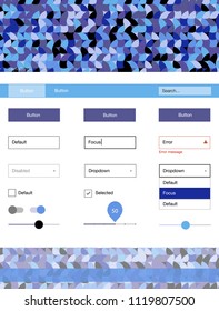 Light Pink, Blue vector design ui kit with dots. Modern Style guide with colorful gradient circles in its header. Modern template for your landing page.