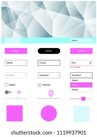 Light Pink, Blue vector design ui kit with mosaic. Decorative ui kit design in abstract style with colorful crystals. This template you can use for landing pages.