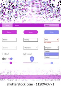 Light Pink, Blue vector design ui kit with dots. Colorful Style guide with circles on abstract background. This template you can use for websites.