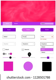 Light Pink, Blue vector design ui kit with universe stars. Modern Style guide with colorful gradient sky in its header. This sample is for your website.