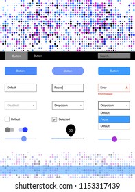 Light Pink, Blue vector design ui kit with dots. Colorful Style guide with circles on abstract background. Modern template for your landing page.